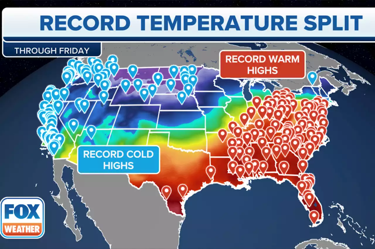 Nationwide temperature divide putting more than 100 records in jeopardy through weekend