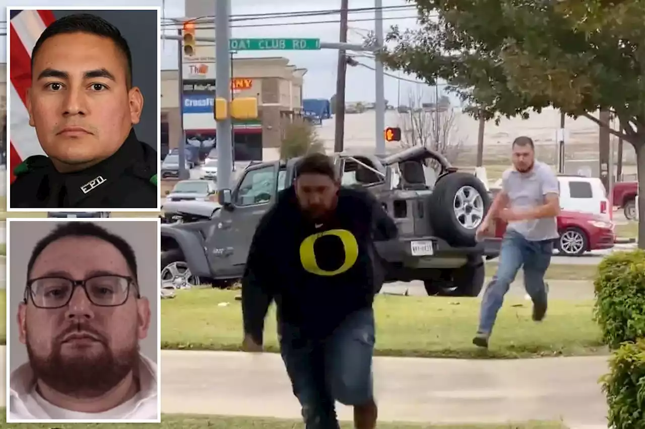 Video shows bystander chase down man who killed Texas off-duty cop in car crash