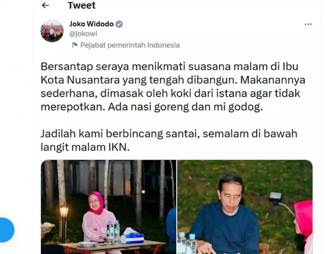 Momen Jokowi Berbincang dan Makan di Bawah Langit Malam IKN |Republika Online