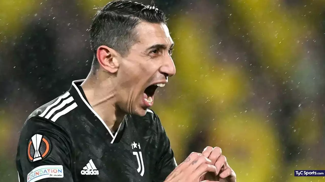 El particular podio al que se subió Di María con su hat-trick en Juventus vs. Nantes - TyC Sports