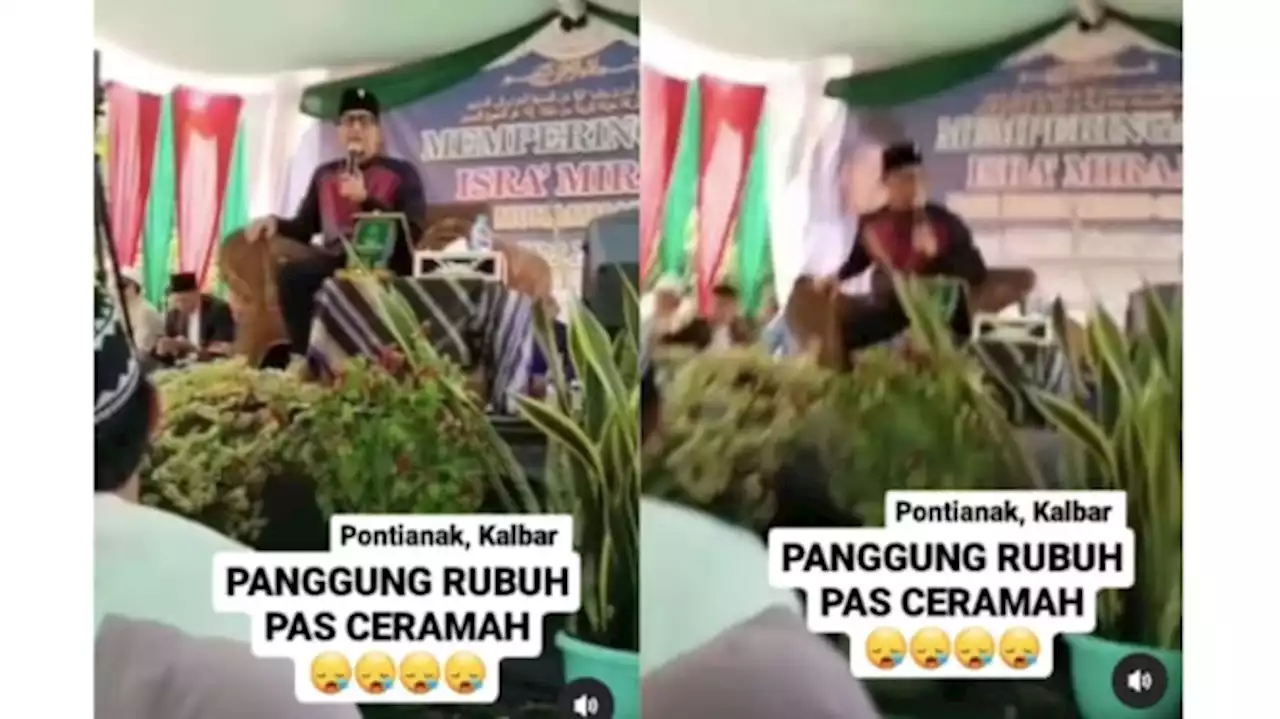 Detik-detik Panggung Tempat Ustaz Zacky Mirza Ceramah Roboh