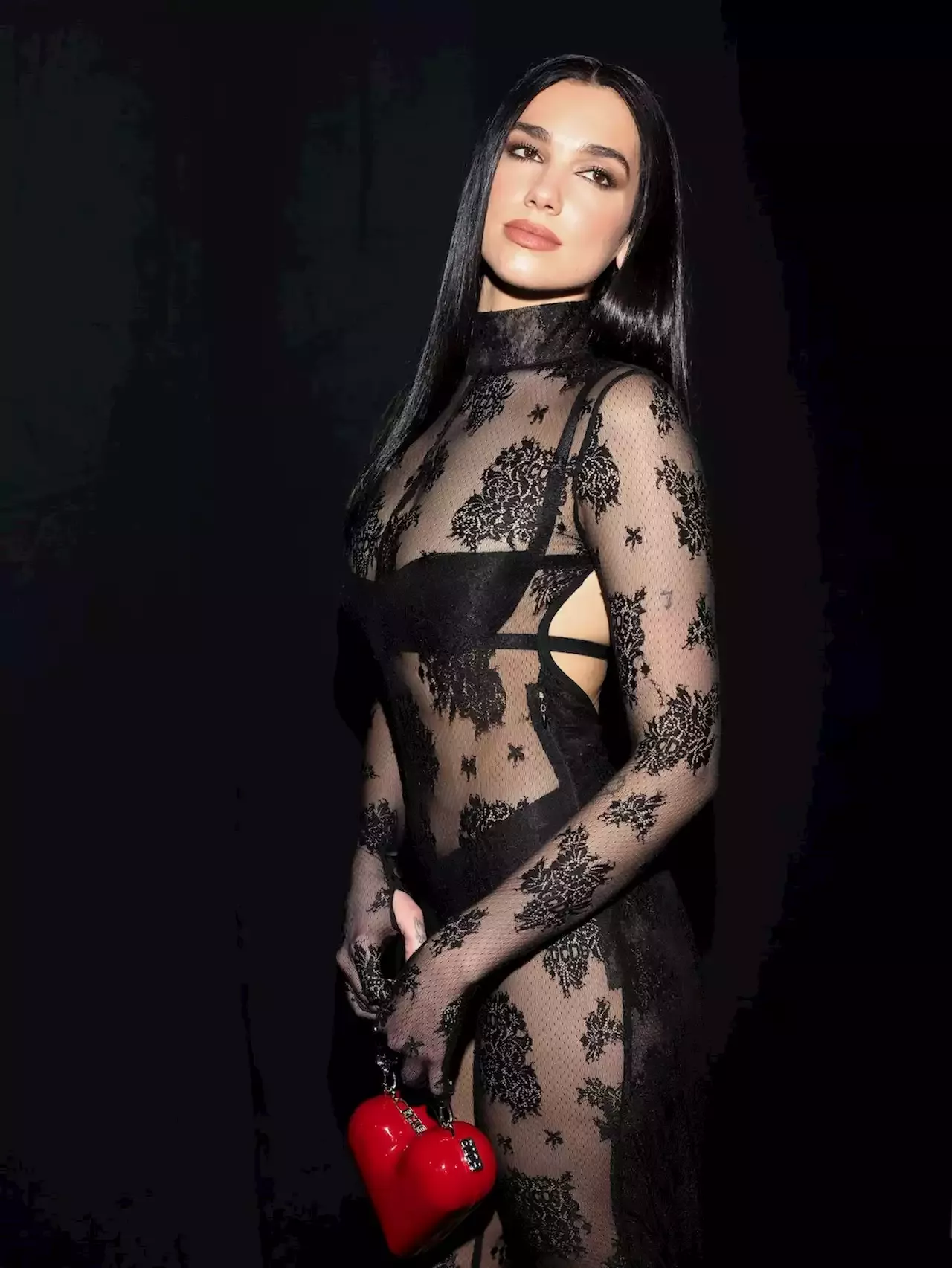 Dua Lipa Wore A Completely Sheer Jumpsuit At Milan Fashion Week 