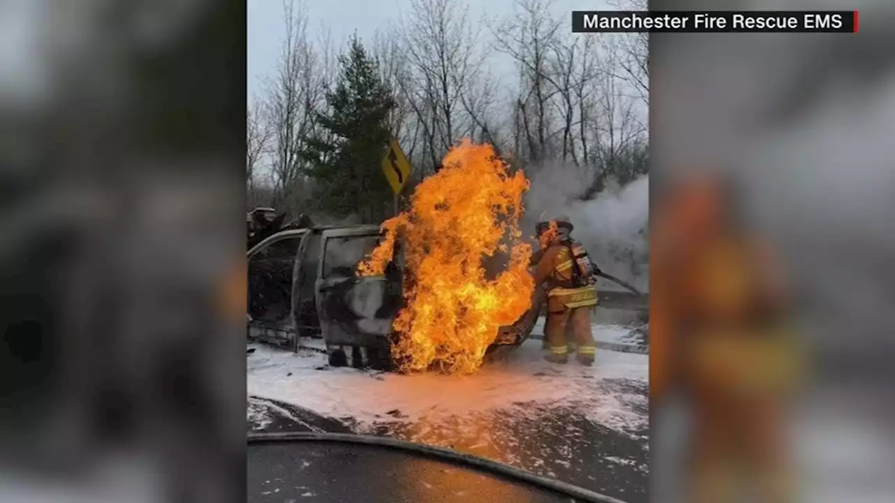 Middle school teacher pulls driver with physical disability from burning van