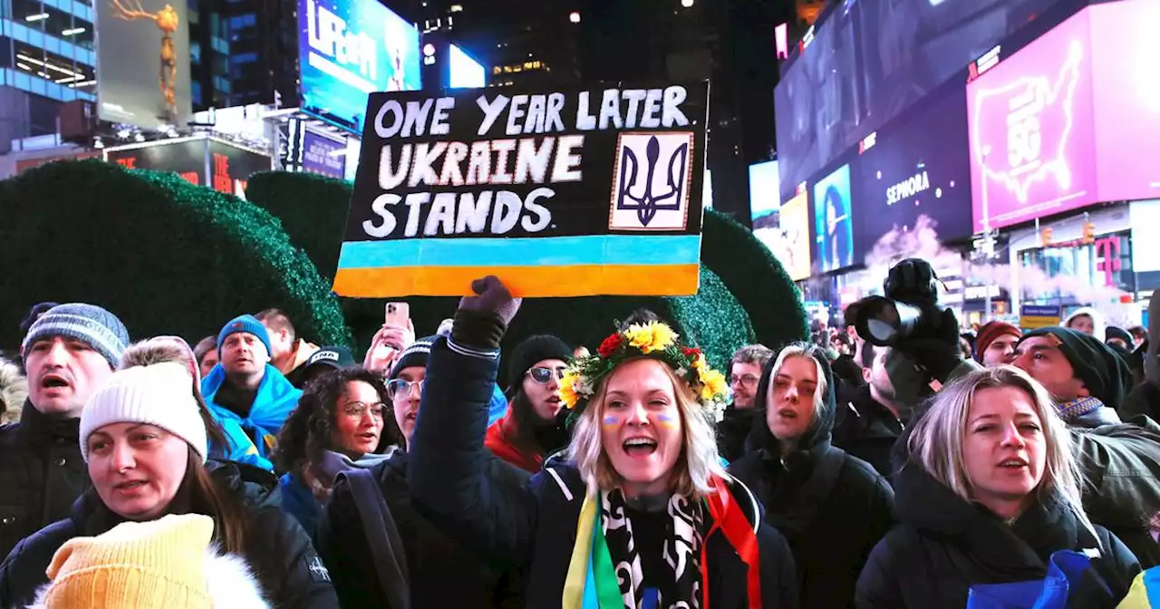 Gatherings held across New York City to mark 1 year since Russia's invasion of Ukraine