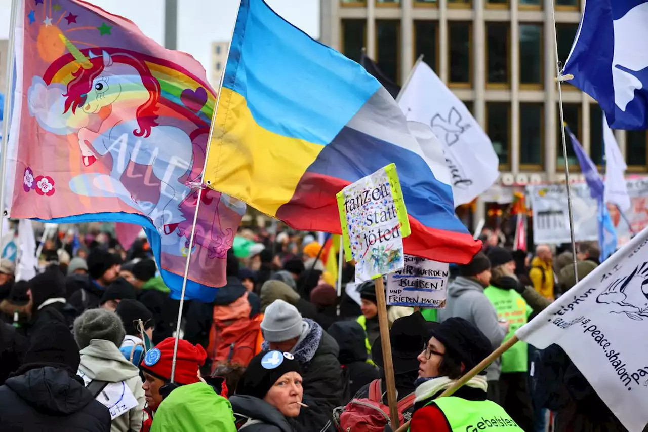 Protest in Berlin over arming Ukraine against Russia draws thousands