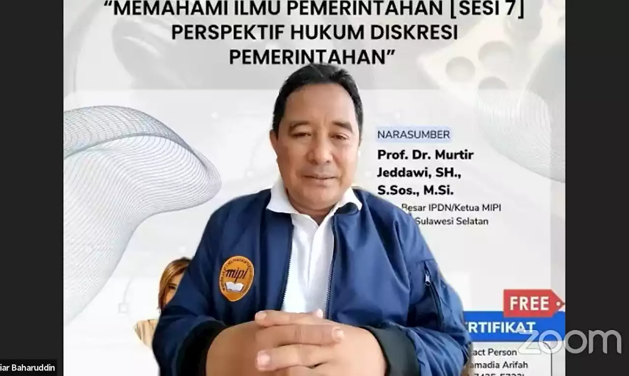 Webinar MIPI Mengulas Konsep Diskresi Pemerintahan, Simak Penjelasan Bahtiar & Guru Besar IPDN