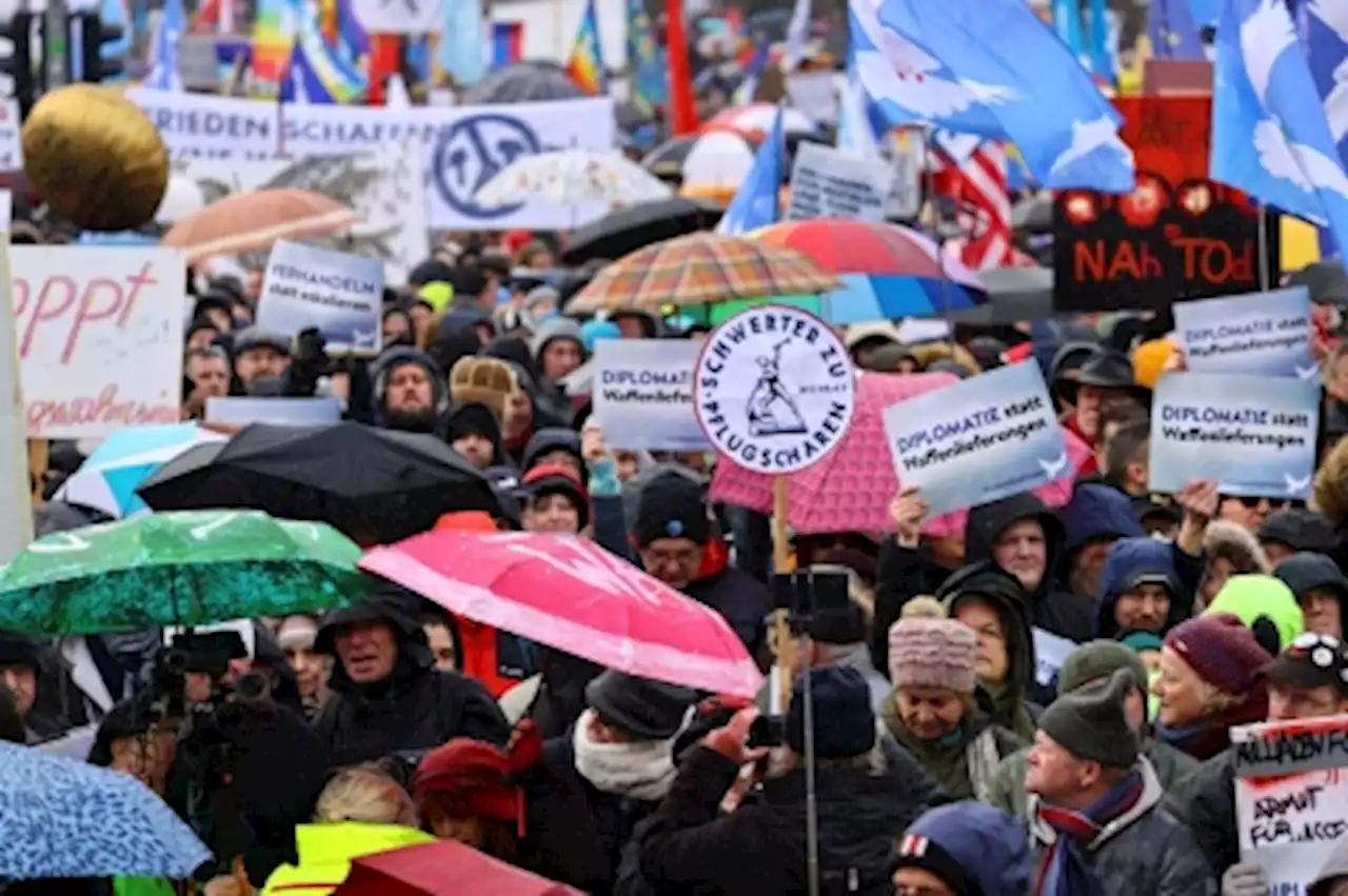 Protest in Berlin over arming Ukraine against Russia draws thousands