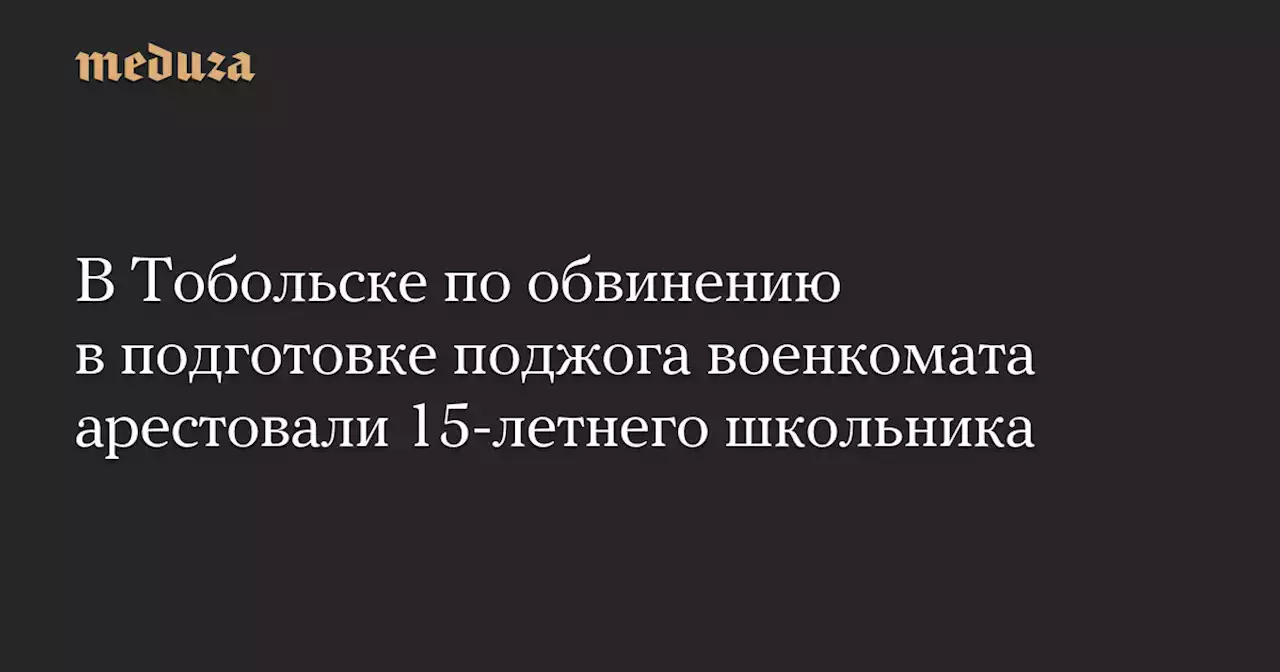 В Тобольске по обвинению в подготовке поджога военкомата арестовали 15-летнего школьника — Meduza