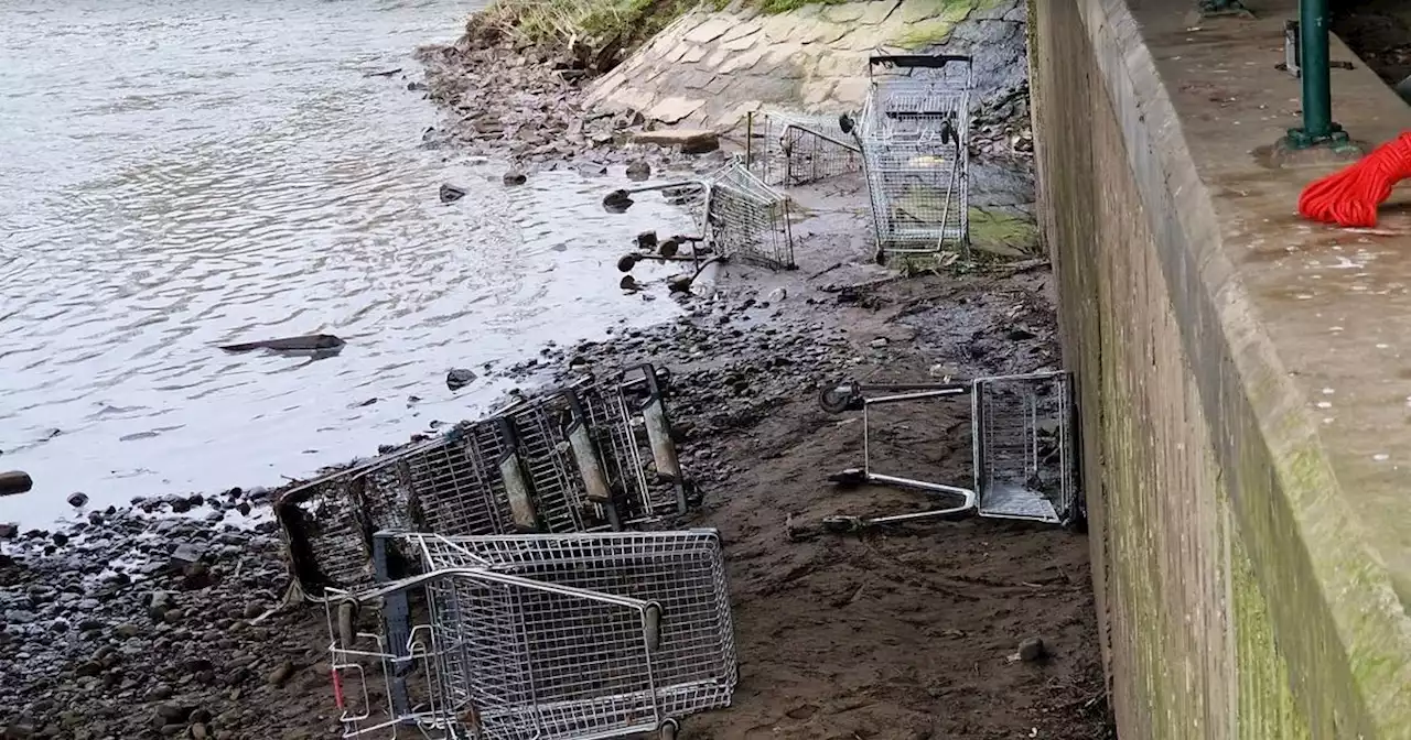 The number of shopping trollies in the River Irwell is raising the riverbed