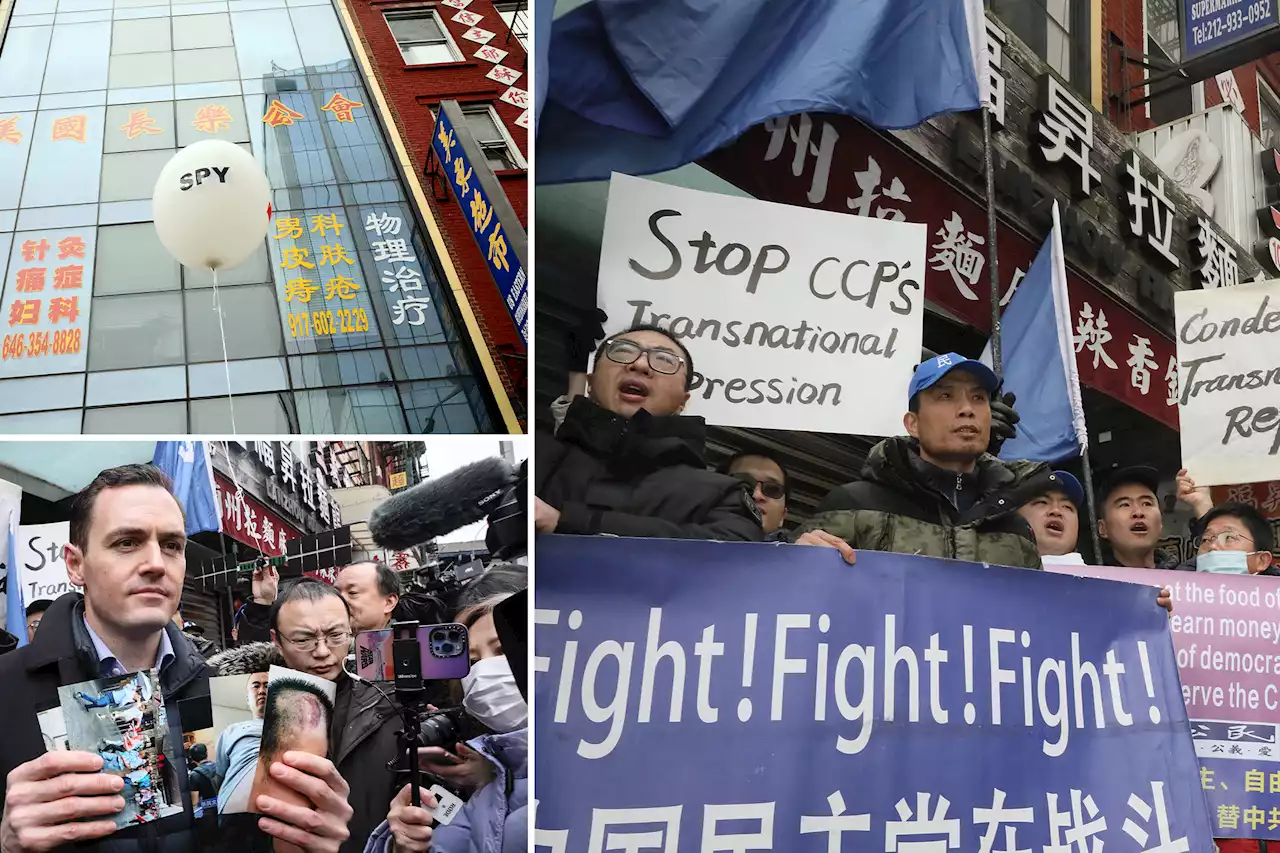 Dozens protest outside Chinese police station in NYC over alleged spying