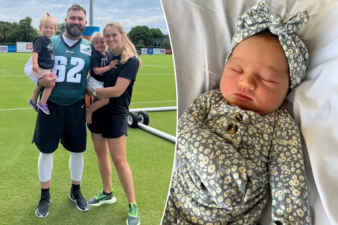 Eagles center Jason Kelce welcomes third child with wife Kylie, reveal baby’s name