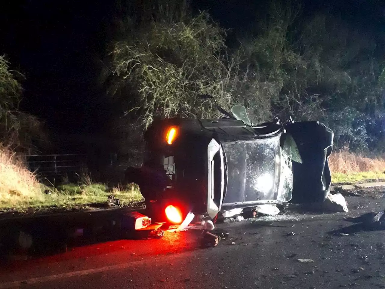 Two trapped after car flips onto side in crash near Bridgnorth