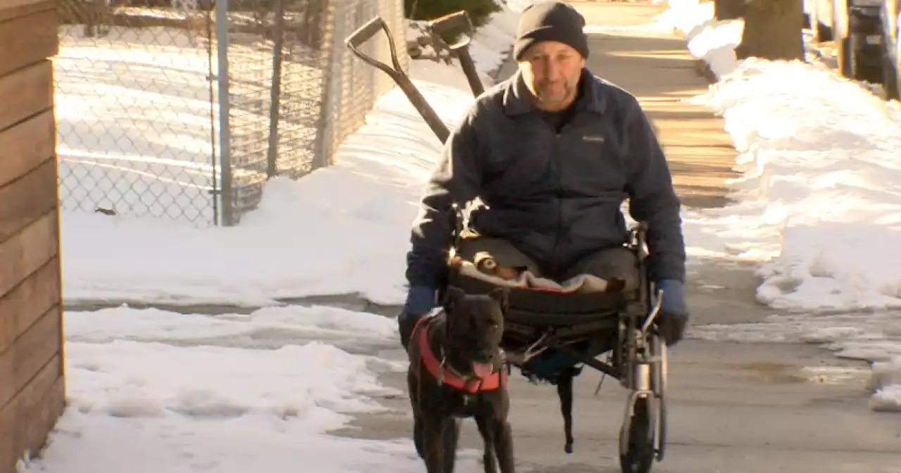 Wheelchair-using man clears snow and ice in Wisconsin to raise awareness about accessibility