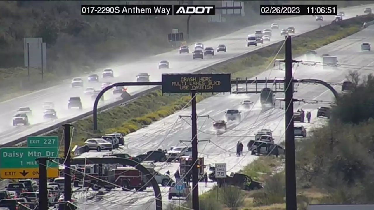 Winter road conditions cause multivehicle pile-up on I-17 near Anthem