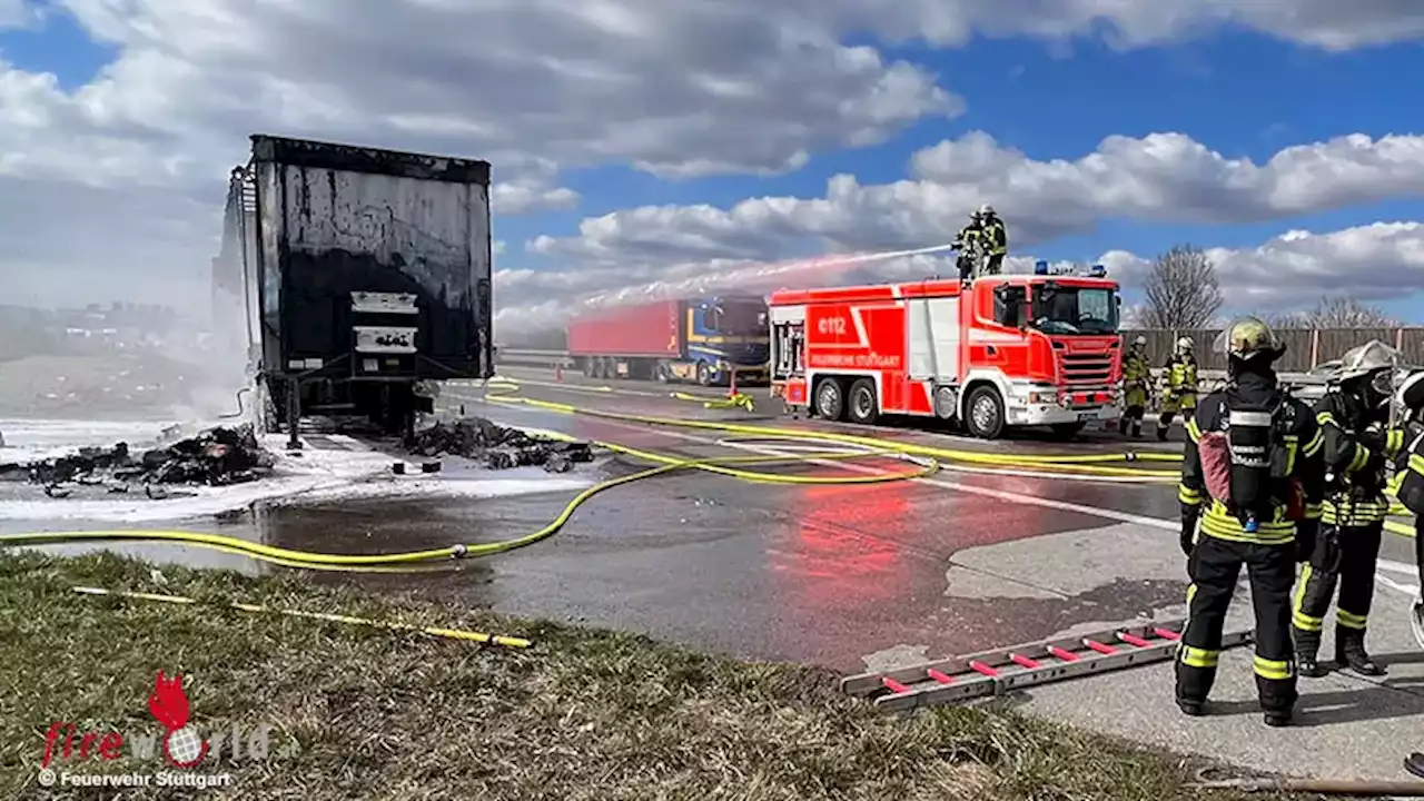 D: Brennender Sattelauflieger auf der A 8 bei Stuttgart