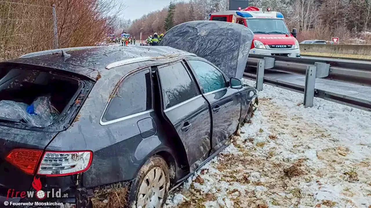 Stmk: Verkehrsunfall A2 bei Mooskirchen → Pkw kam von der Fahrbahn ab