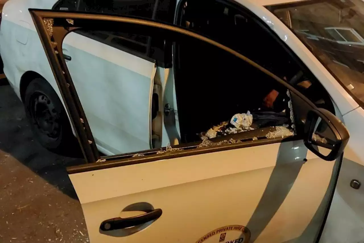 Shocking image shows Glasgow taxi window smashed after 'break-in'