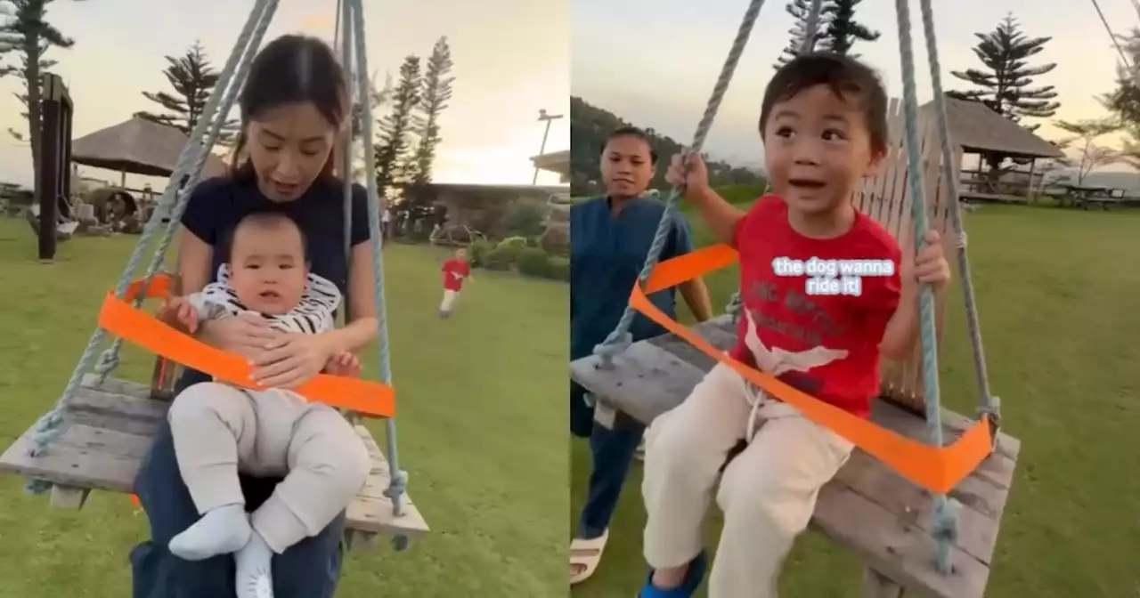 WATCH: Kryz Uy's son Scottie enjoys a zip line ride at home built by his grandfather