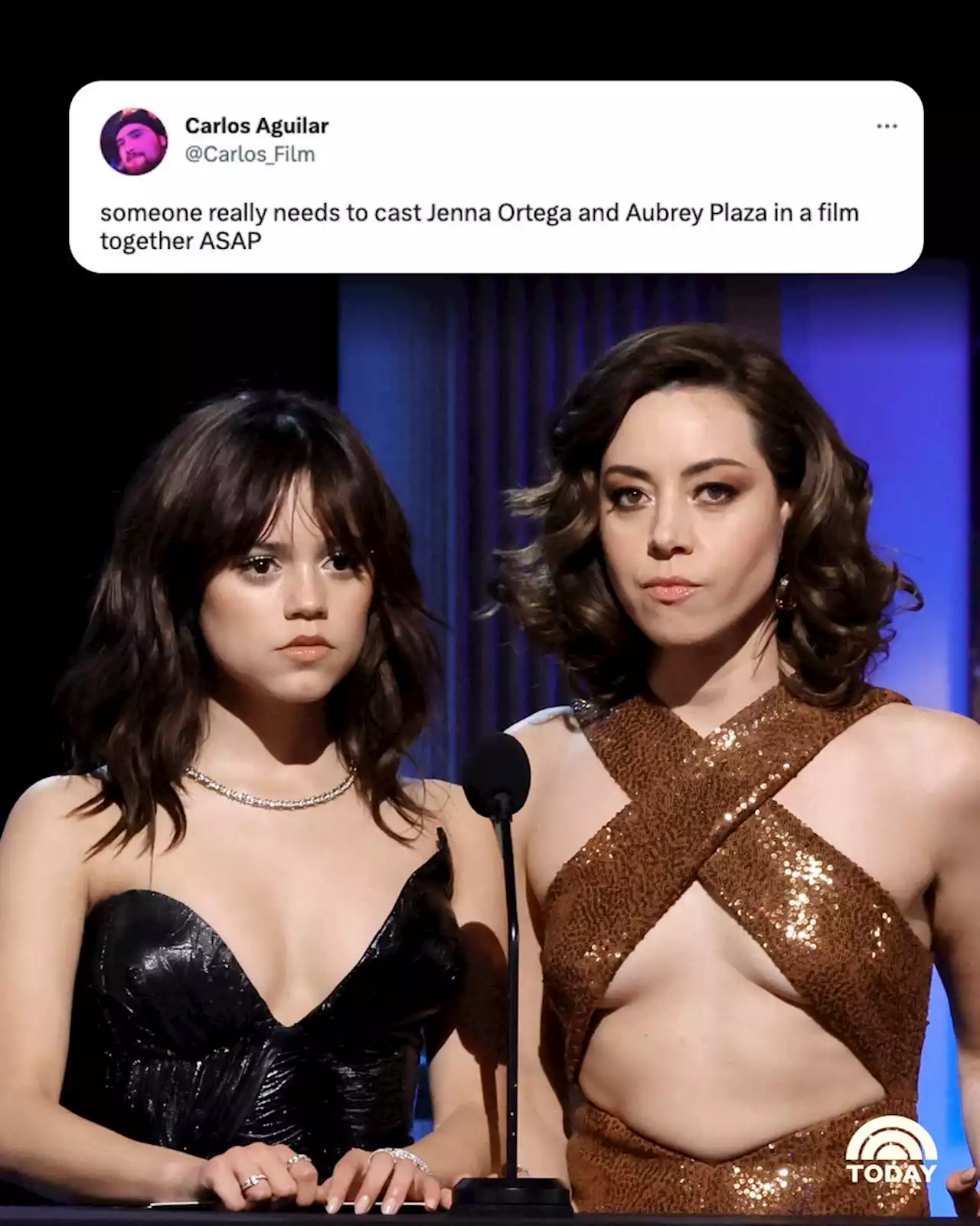 Deadpan queens Jenna Ortega and Aubrey Plaza made the perfect pair at SAG Awards