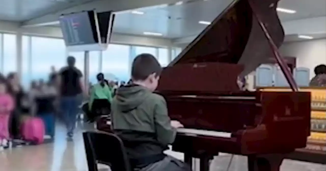 Watch as schoolboy stuns Scots airport passengers with Snow Patrol piano cover