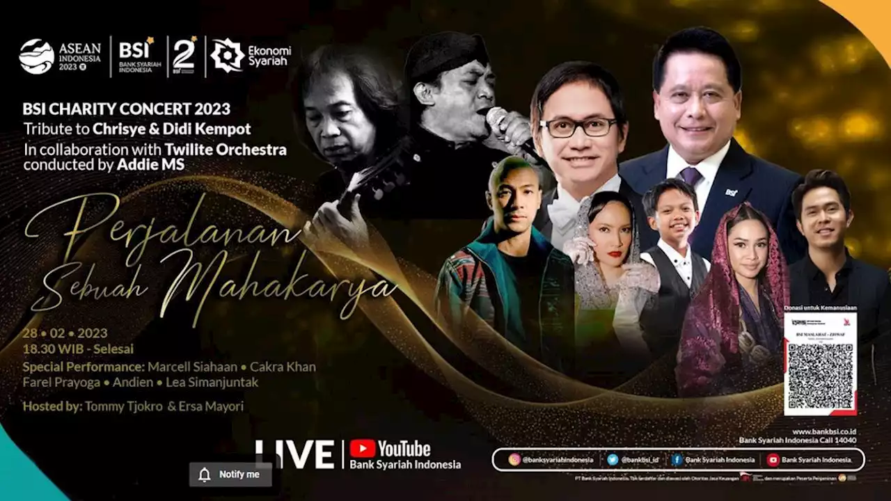 Milad ke-2, BSI Gelar Konser Orkestra 'Perjalanan Sebuah Mahakarya' Tribute to Chrisye &amp; Didi Kempot