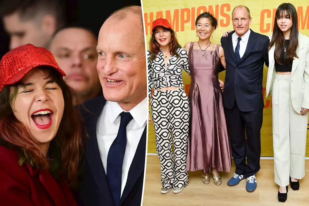 Woody Harrelson poses for rare red carpet photos with wife, daughters