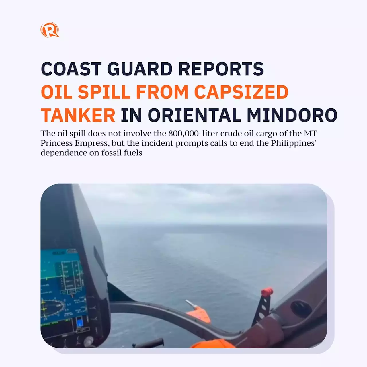 Coast Guard reports oil spill from capsized tanker in Oriental Mindoro