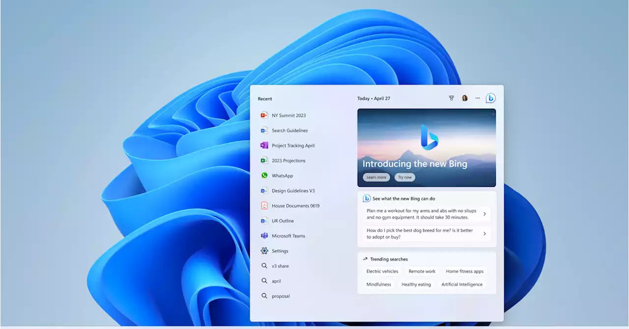 Microsoft brings its new AI-powered Bing to the Windows 11 taskbar