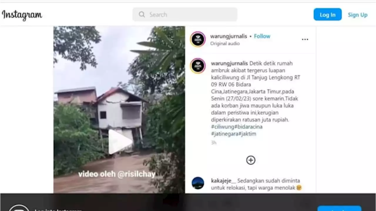 Detik-detik Rumah Roboh di Bidara Cina Diterjang Banjir, BPBD Beri Penjelasan