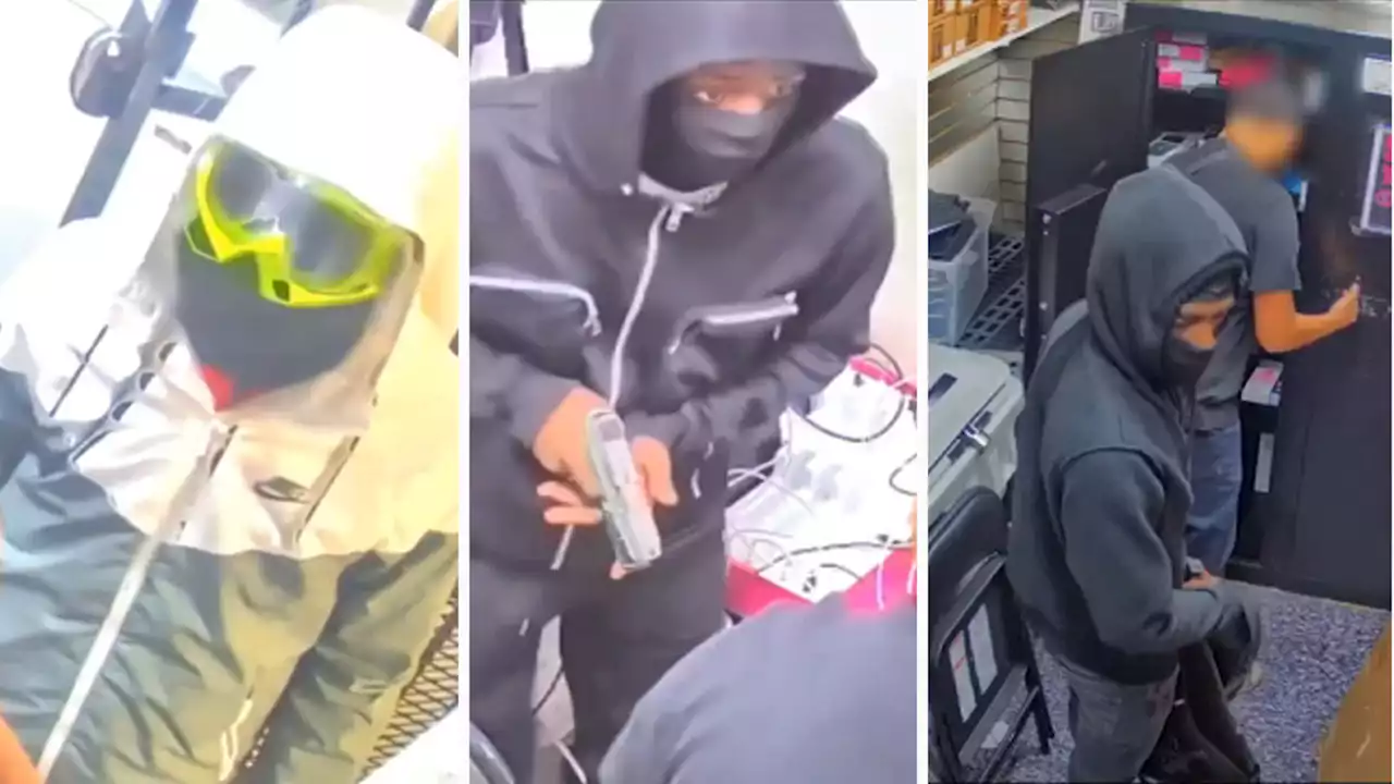 Houston police search for 3 men armed with pistols in east Houston cellphone store robbery