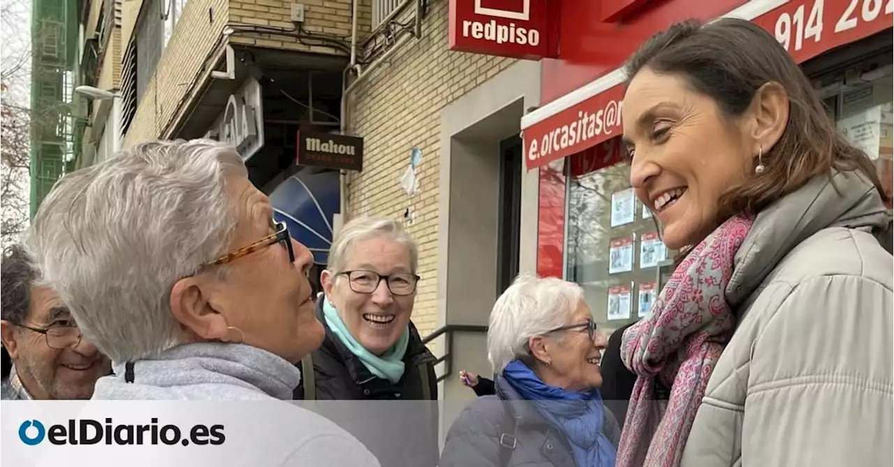 Una campaña callejera para dar a conocer en Madrid a Reyes Maroto, la ministra candidata