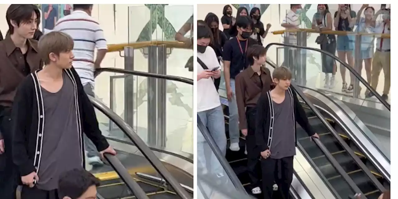 WATCH: ENHYPEN members Sunghoon and Heeseung are greeted with cheers as they go malling in Manila