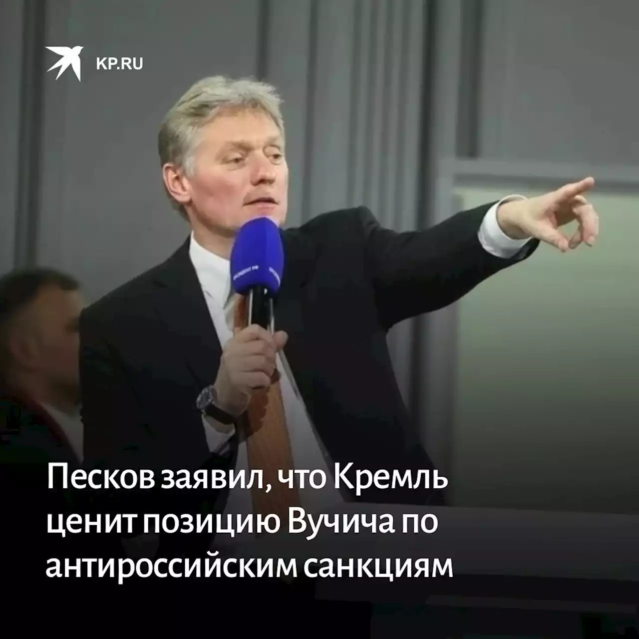 Песков заявил, что Кремль ценит позицию Вучича по антироссийским санкциям