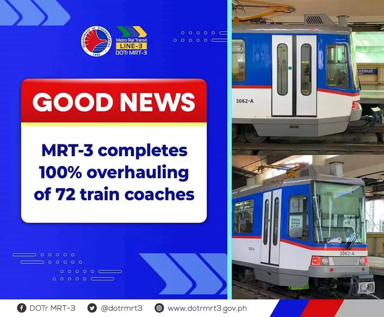 MRT-3 completes overhaul of coaches