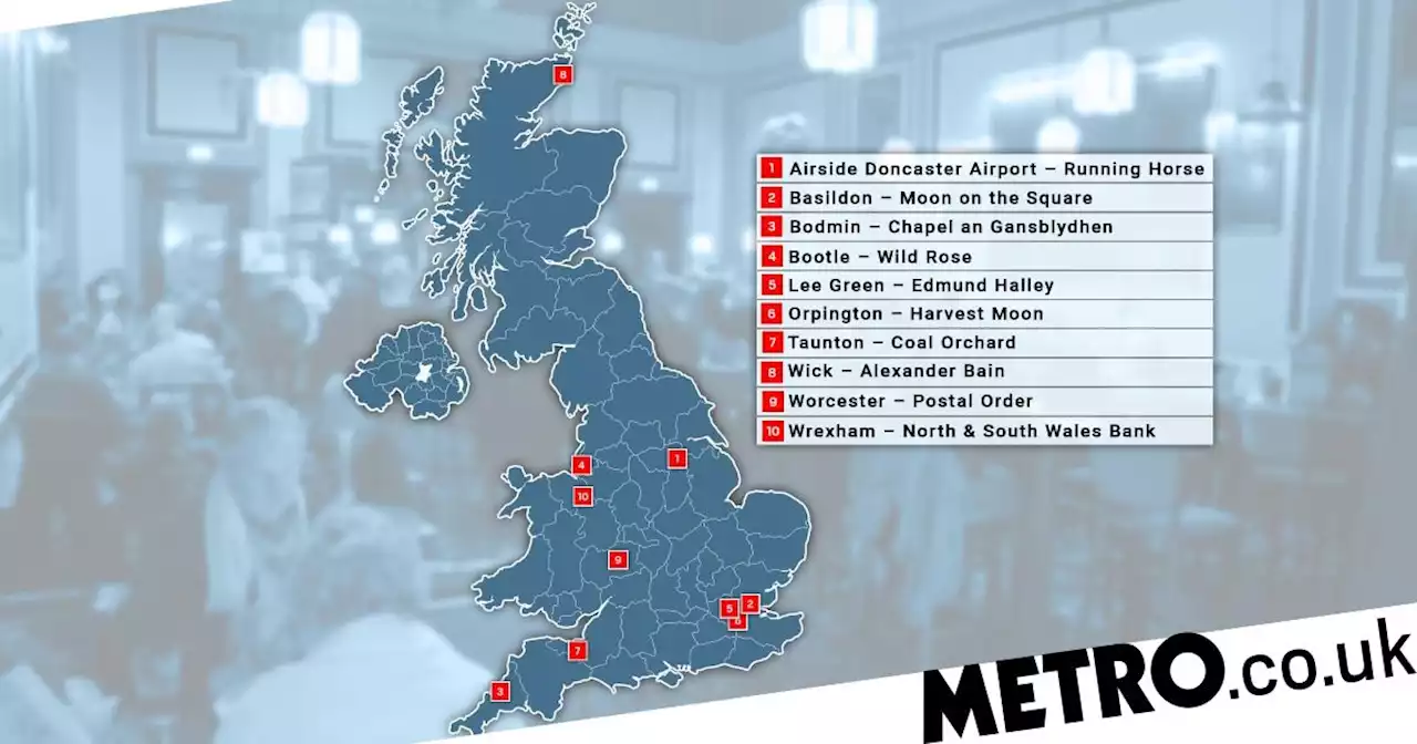 Map shows which 10 Wetherspoons pubs are closing this month