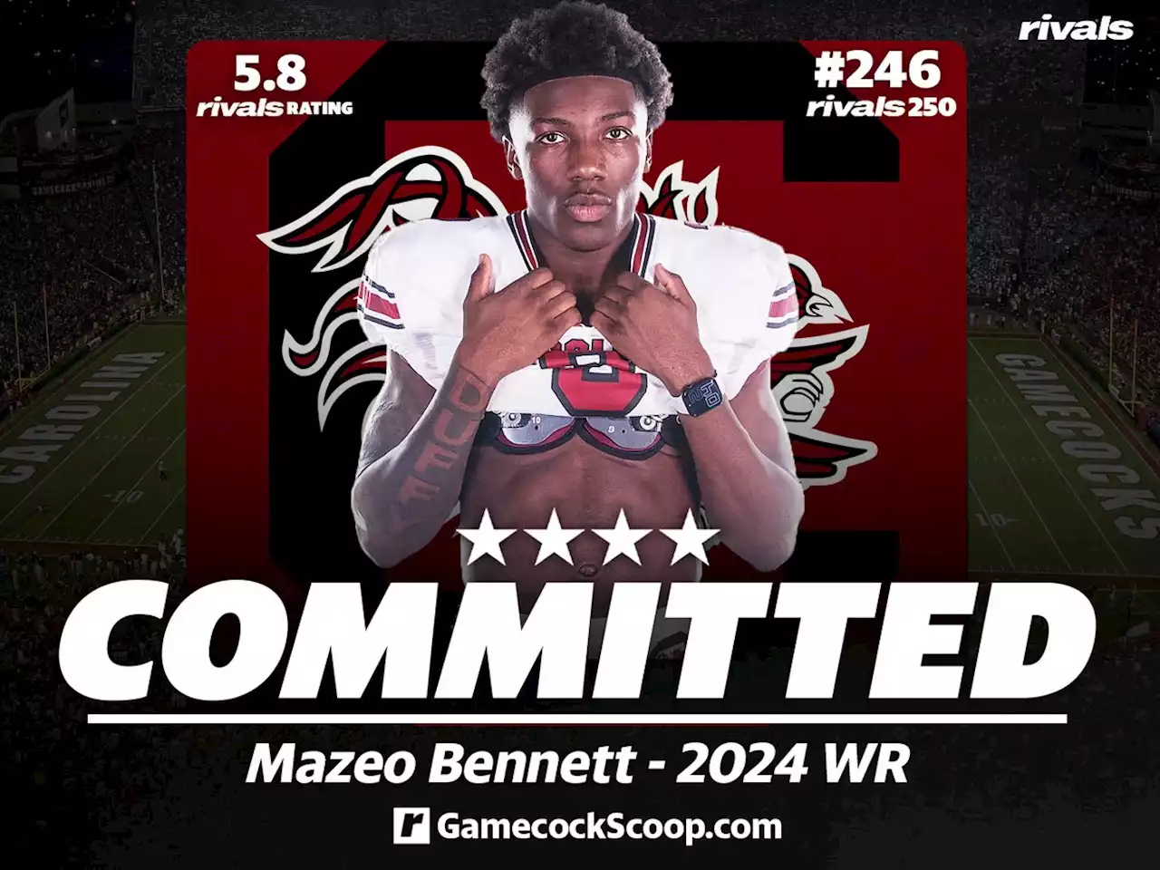 Rivals.com - Rivals250 WR Mazeo Bennett announces his commitment to South Carolina