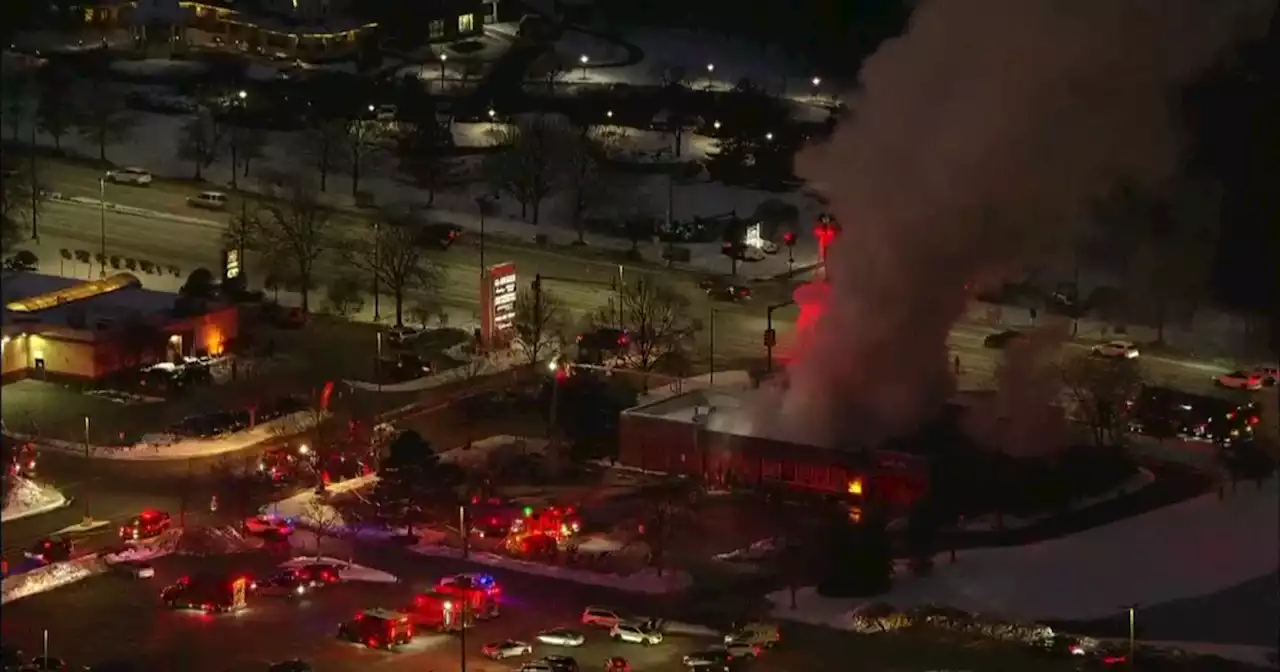 Massive fire at Bloomingdale bank after car hits gas line