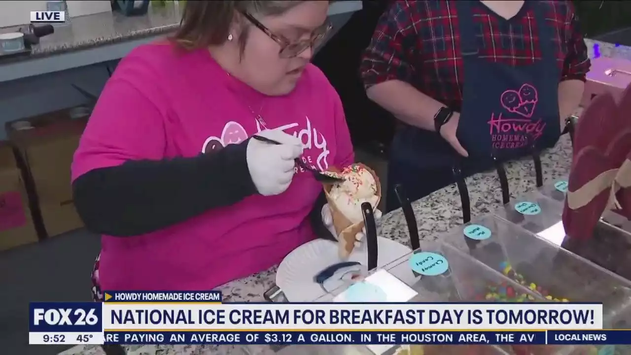 Local shop celebrating National Ice Cream for Breakfast Day