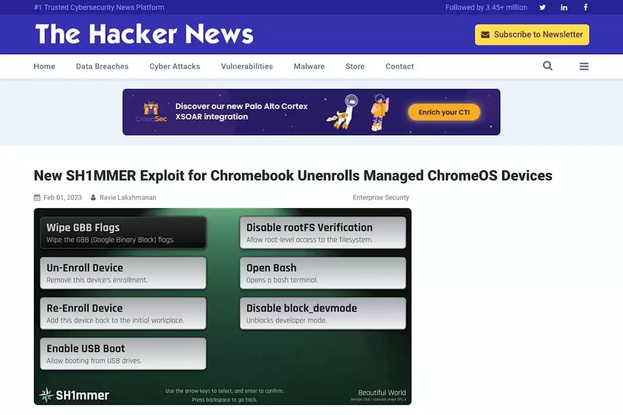 Chromebookの管理を解除するエクスプロイト「SH1MMER」に注意 - トピックス｜Infoseekニュース