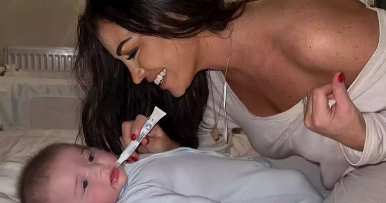 Jess Wright mum-shamed after sharing glam snap with teething baby son