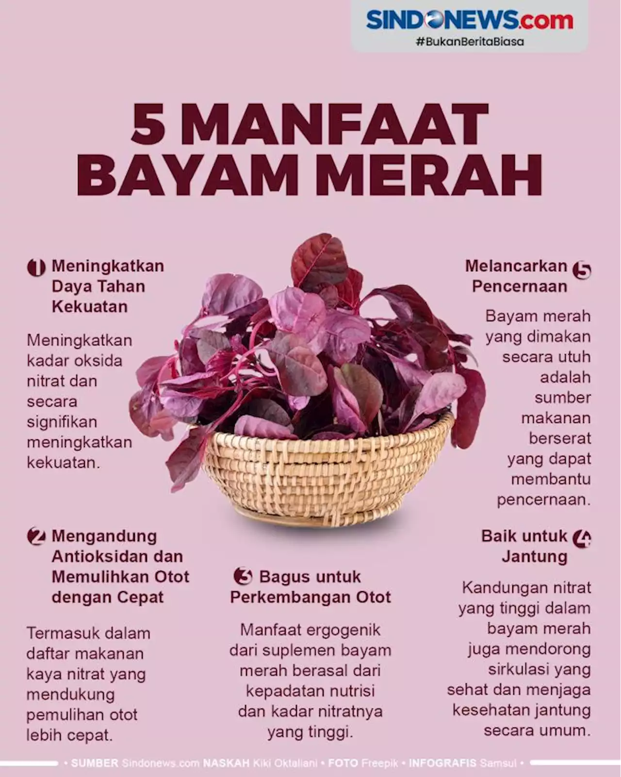 Yuk Simak! Berikut Ini 5 Manfaat Bayam Merah Bagi Tubuh