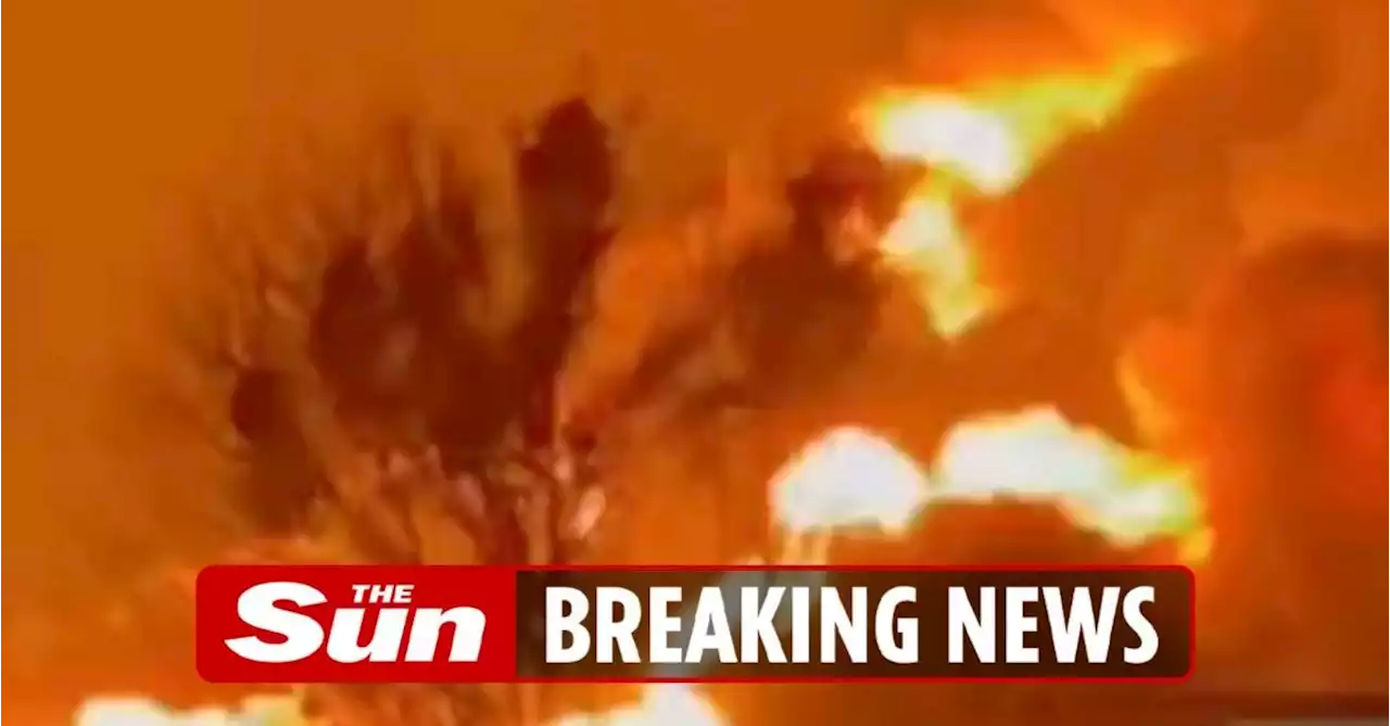 Huge blast & 170ft fire rips through Russian factory after 'Ukrainian attack'