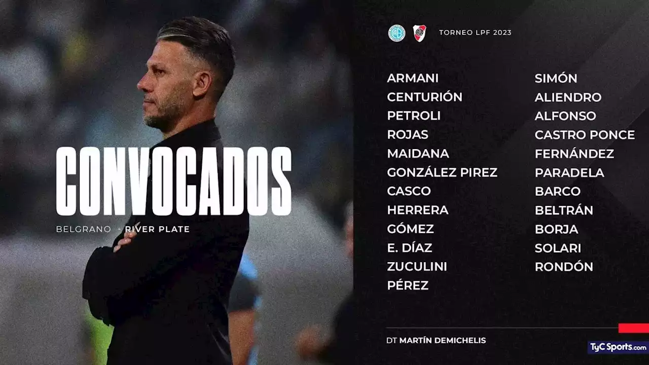 River y la BAJA DE UN TITULAR para jugar ante Belgrano - TyC Sports