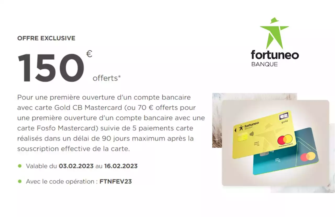 Fortuneo : la banque en ligne revient avec une nouvelle prime de 150 euros