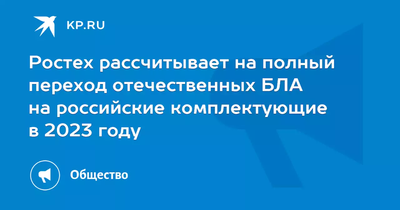 Ростех рассчитывает на полный переход отечественных БЛА на российские комплектующие в 2023 году