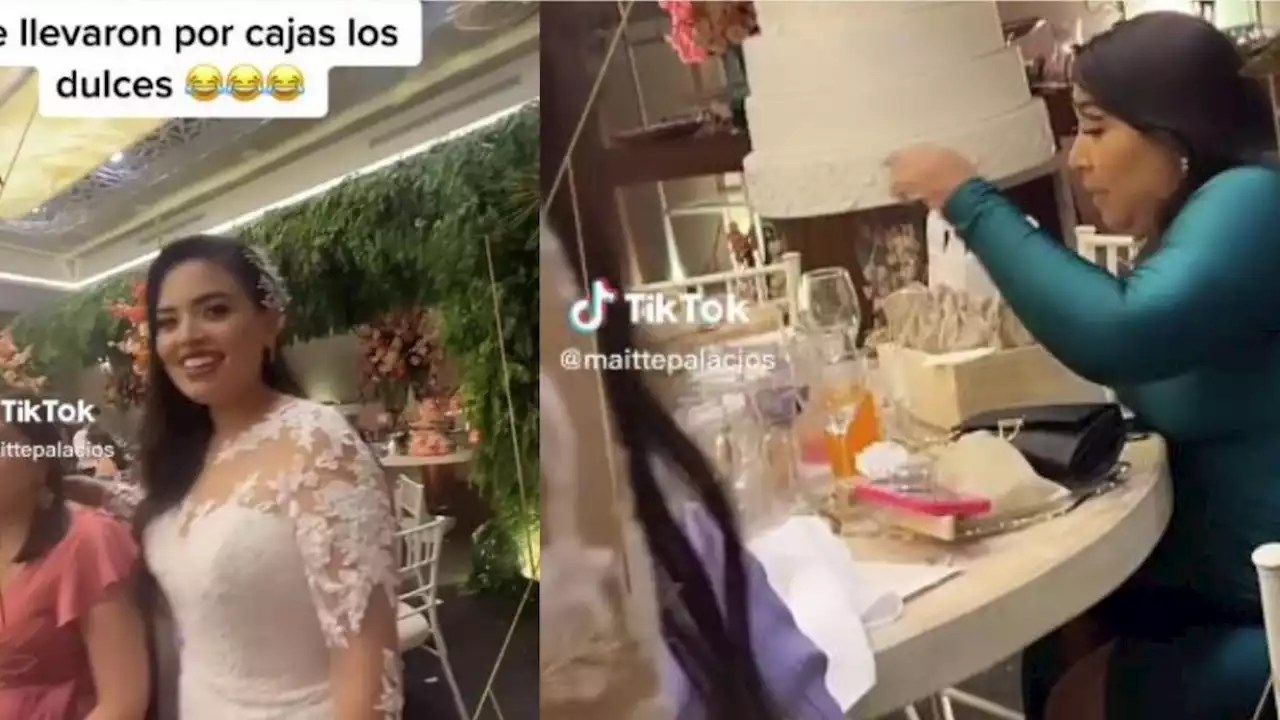 Invitada se lleva caja de dulces completa de una boda y así la cachó la novia: 'Bien hambreada' (VIDEO)