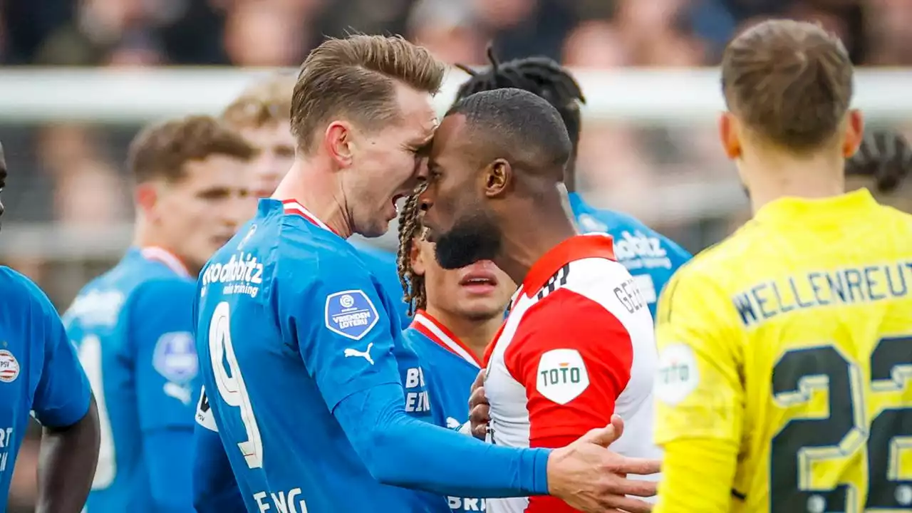 Feyenoord knokt zich diep in blessuretijd naar gelijkspel tegen tiental PSV