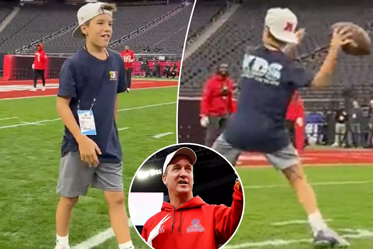 Peyton Manning’s 11-year-old son, Marshall, channels dad at 2023 Pro Bowl