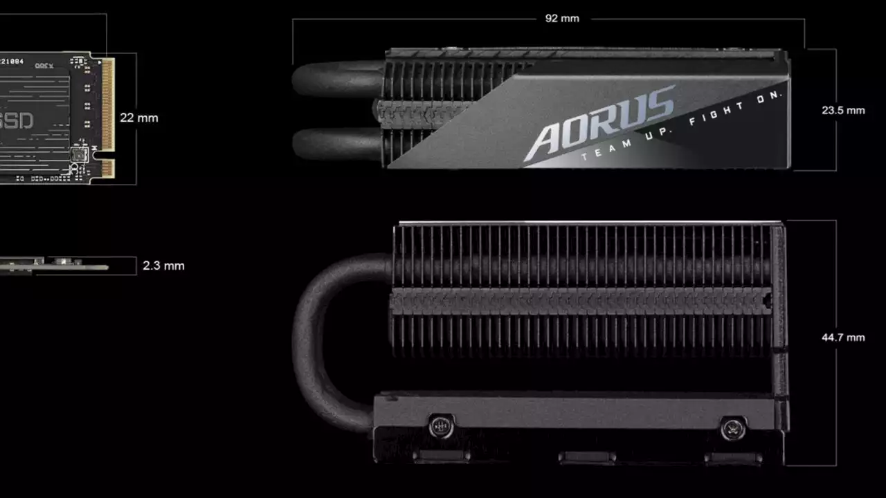 Gigabyte Aorus Gen5 10000: PCIe-5.0-SSD trägt bei Kühler und Cache dick auf