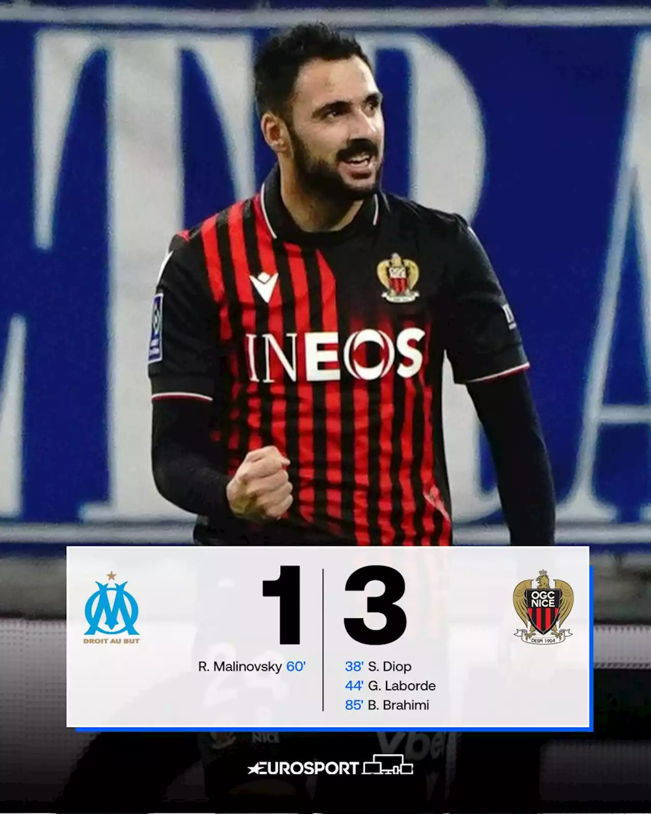 Ligue 1 | Nice réussit un joli coup en s'imposant à Marseille (1-3)